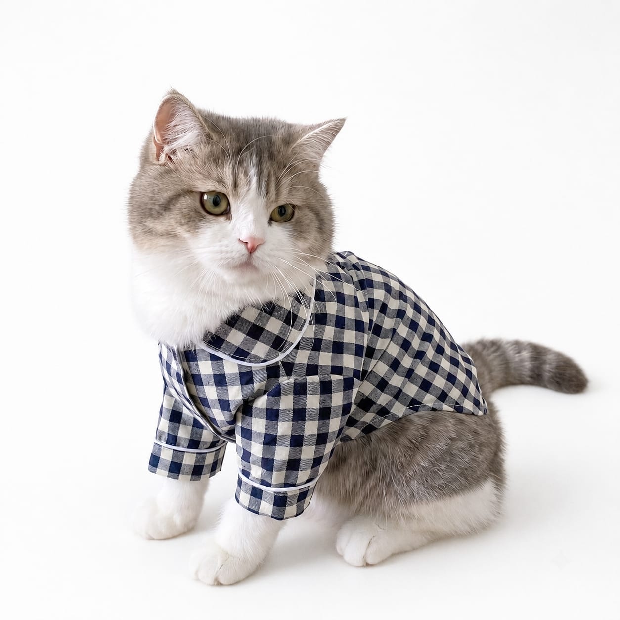 Classic Plaid Cat Button-Up Shirt