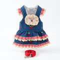 Denim Cherry Cat Dress with Leash Attachment