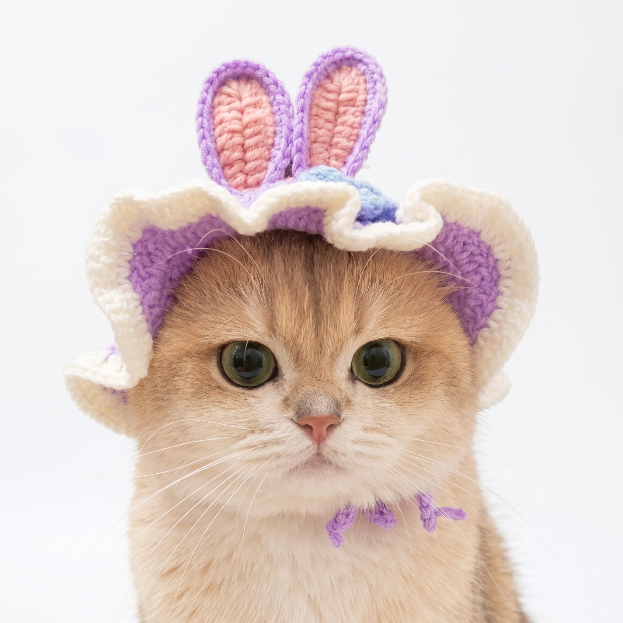 Purple Bunny® Crochet Cat Hat