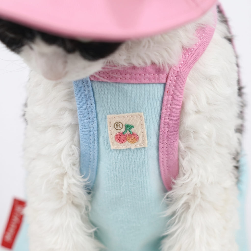 Pastel Cherry Cat Sun Hat & Tank Top Set