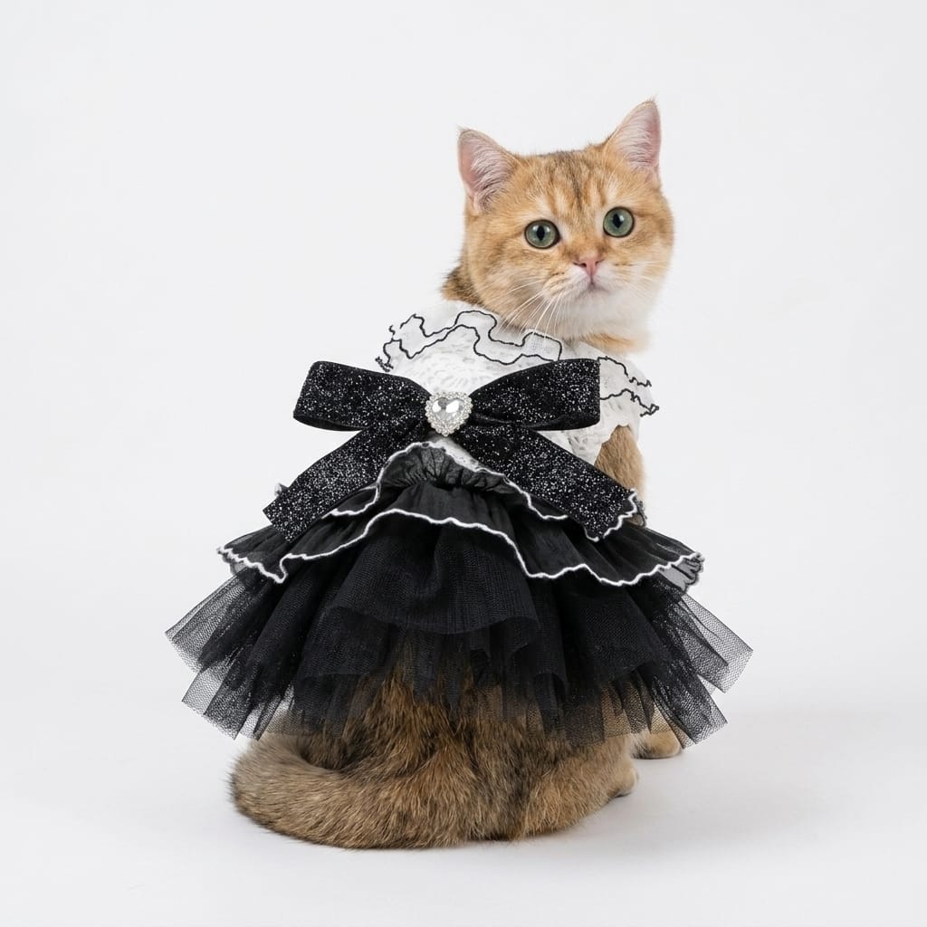 Midnight Glam Cat Tulle Party Dress