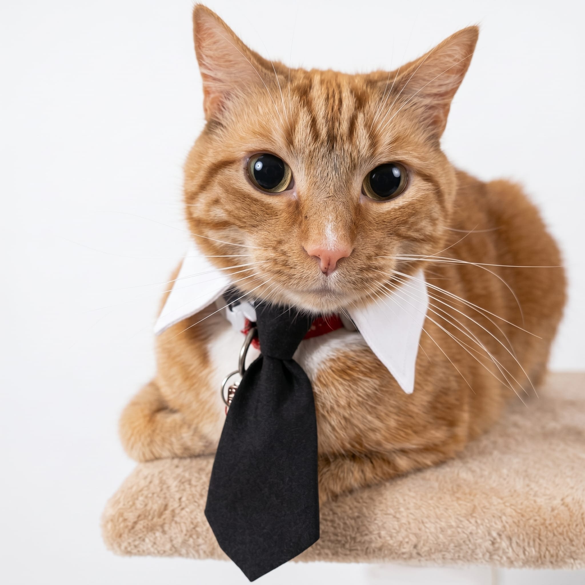 Formal Cat Shirt Collar with Neck Tie