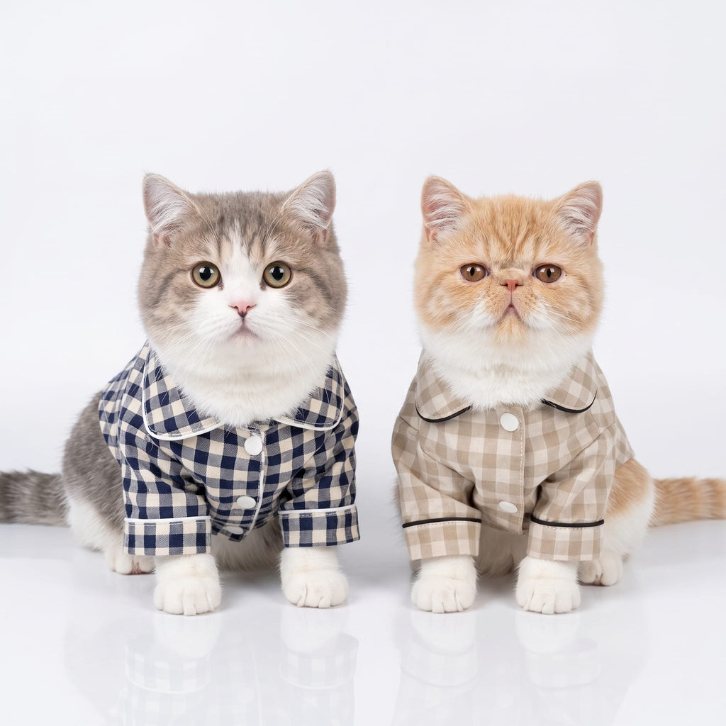 Classic Plaid Cat Button-Up Shirt