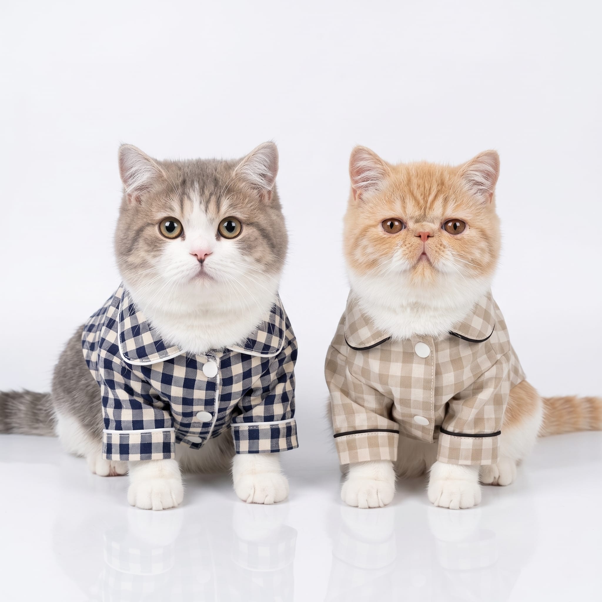Classic Plaid Cat Button-Up Shirt