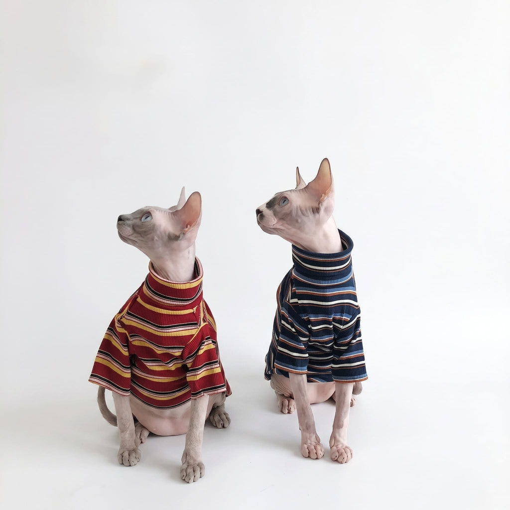 Retro Stripe Cat Knit Sweater