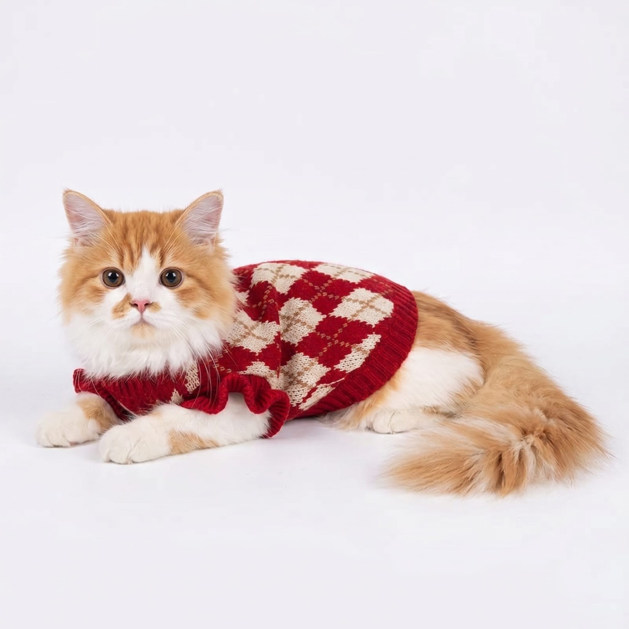 Argyle Knit Cat Sweater Vest