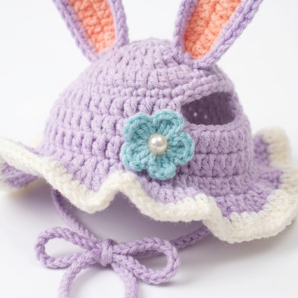 Purple Bunny® Crochet Cat Hat