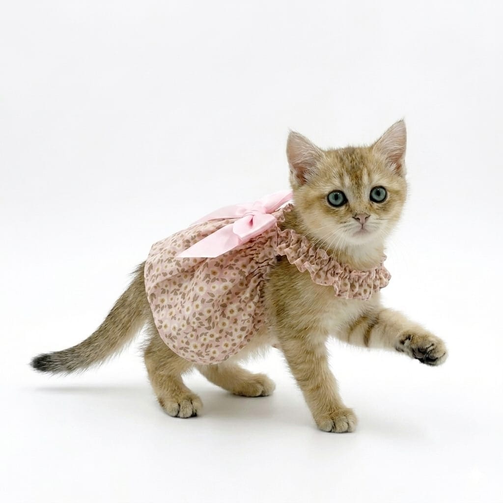 Elegant Floral Bow Cat Princess Dress
