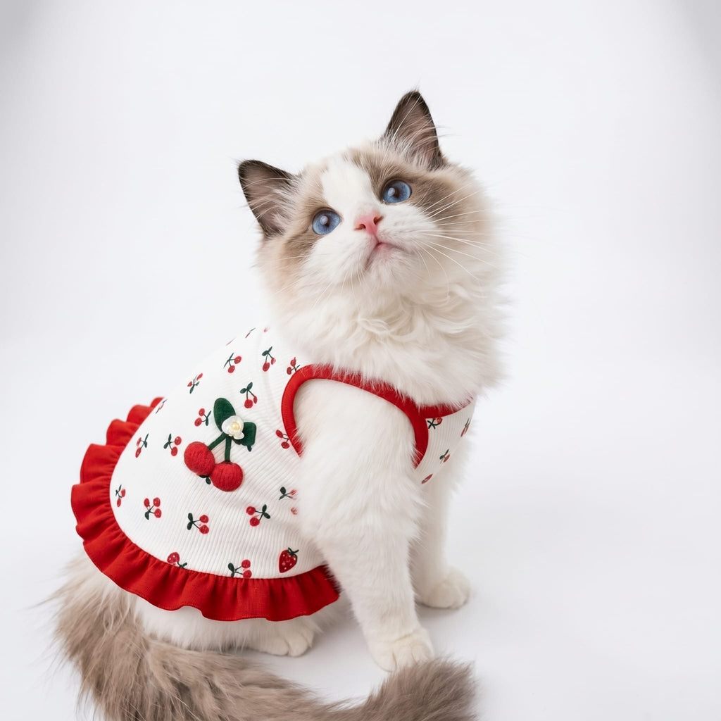 Cherry Strappy Cat Summer Dress