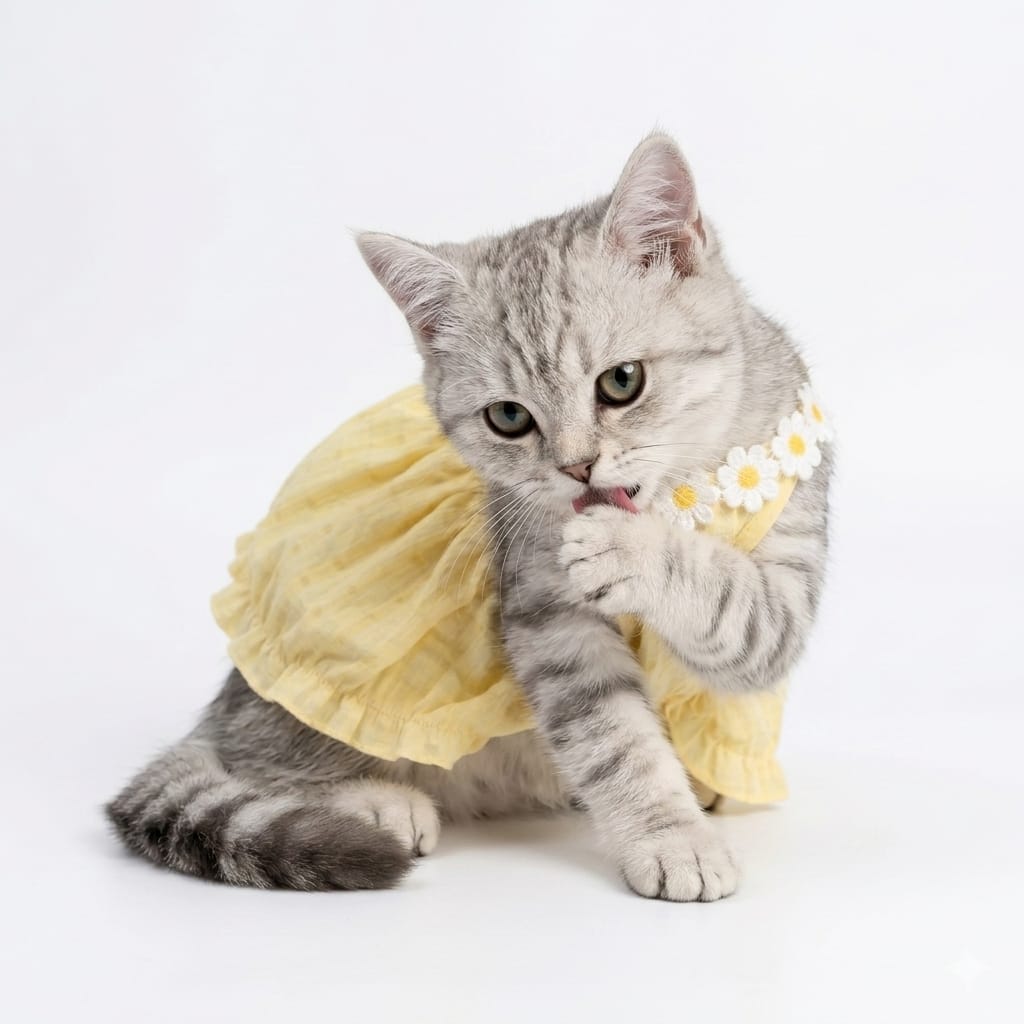 Sunny Lace Trim Cat Summer Dress
