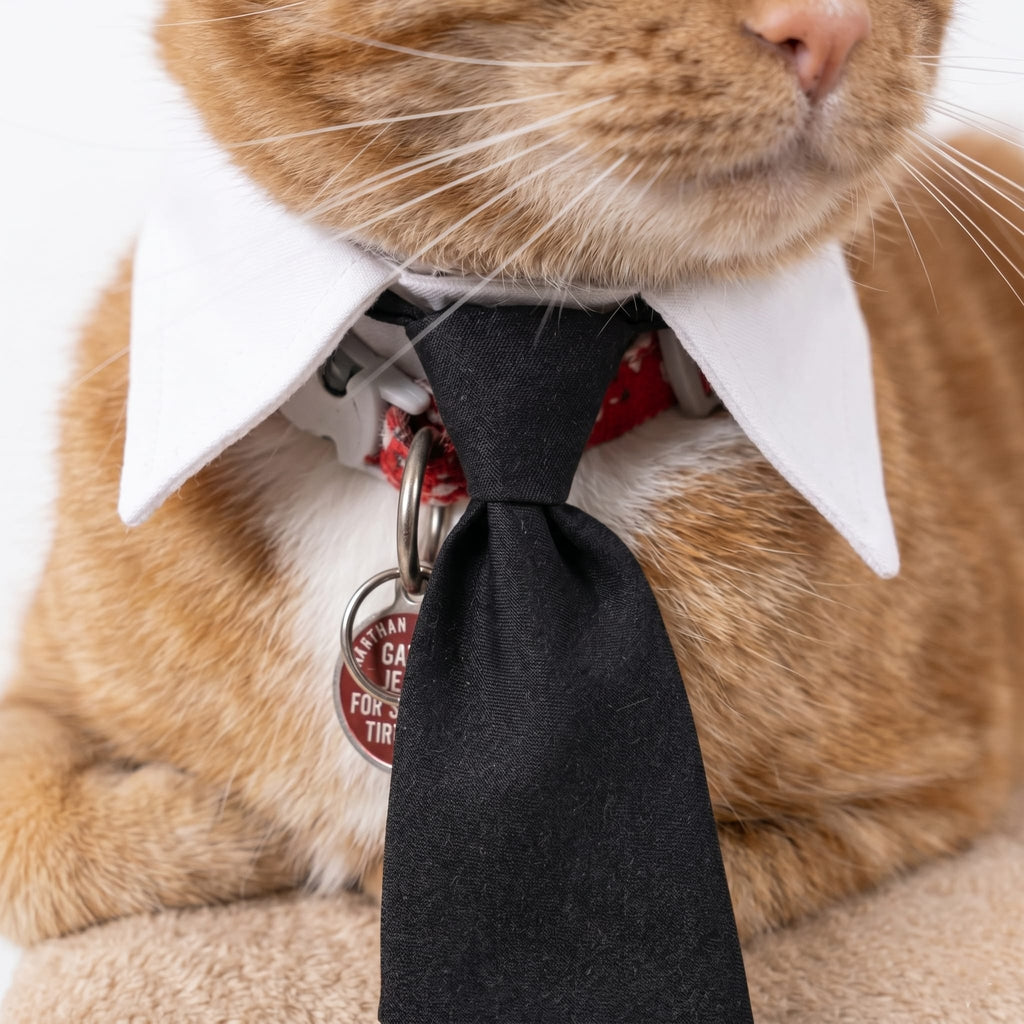 Formal Cat Shirt Collar with Neck Tie