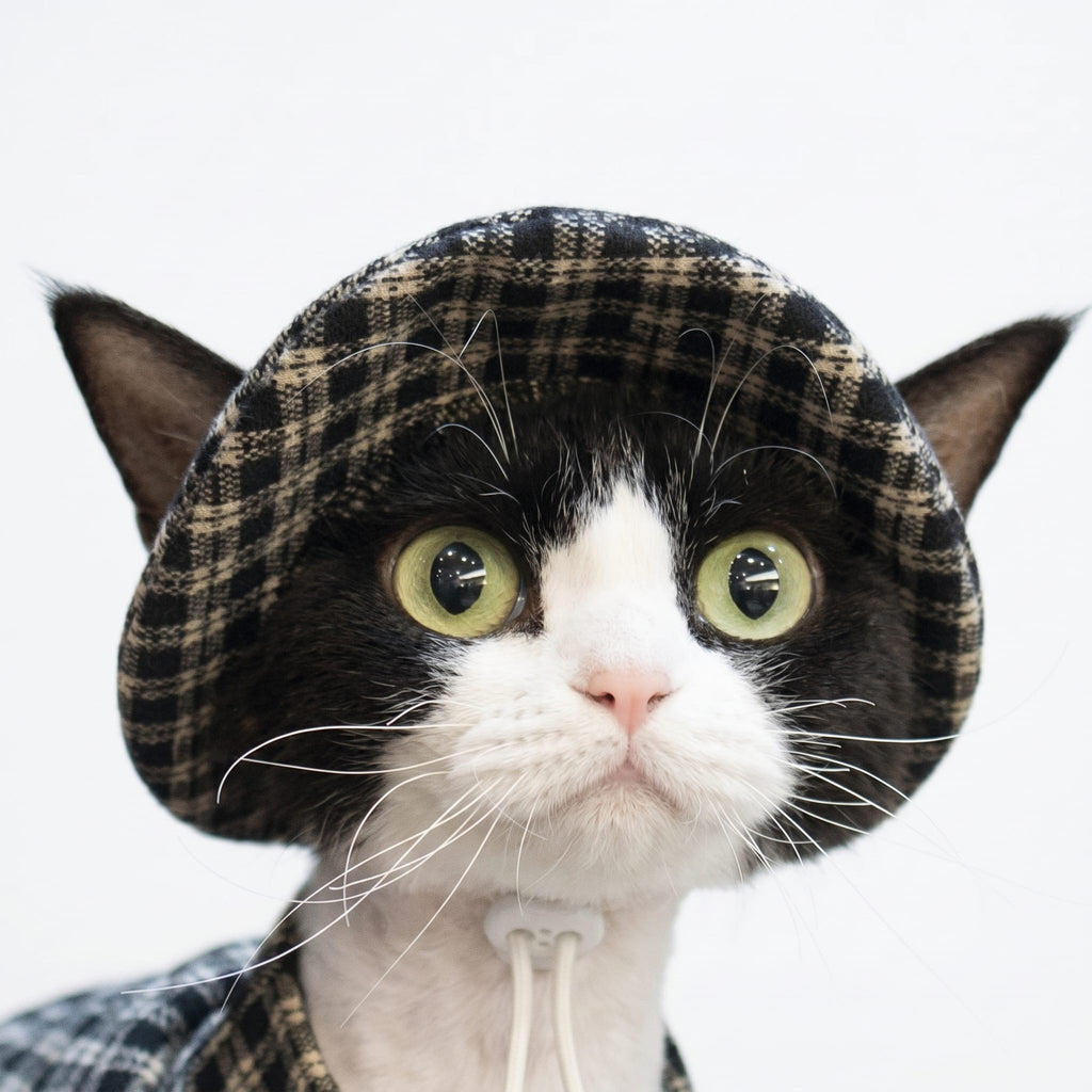 Charlocat®  Plaid Cat Lounge With A Bucket Cap