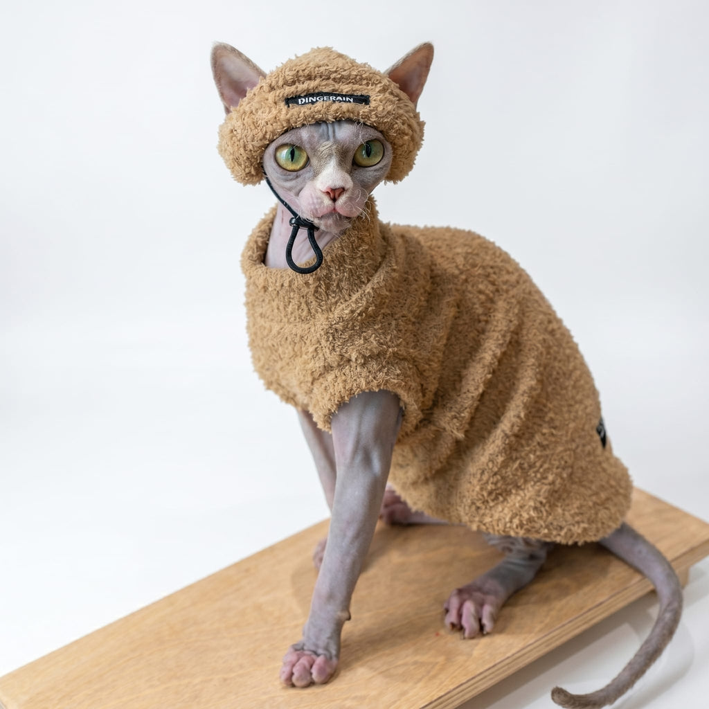 Ultra-Soft Teddy Fleece Cat Sweater with Hood
