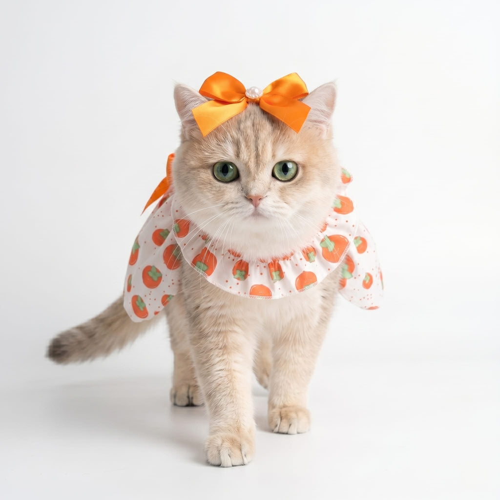 Fruit Print Bow Cat Summer Dress