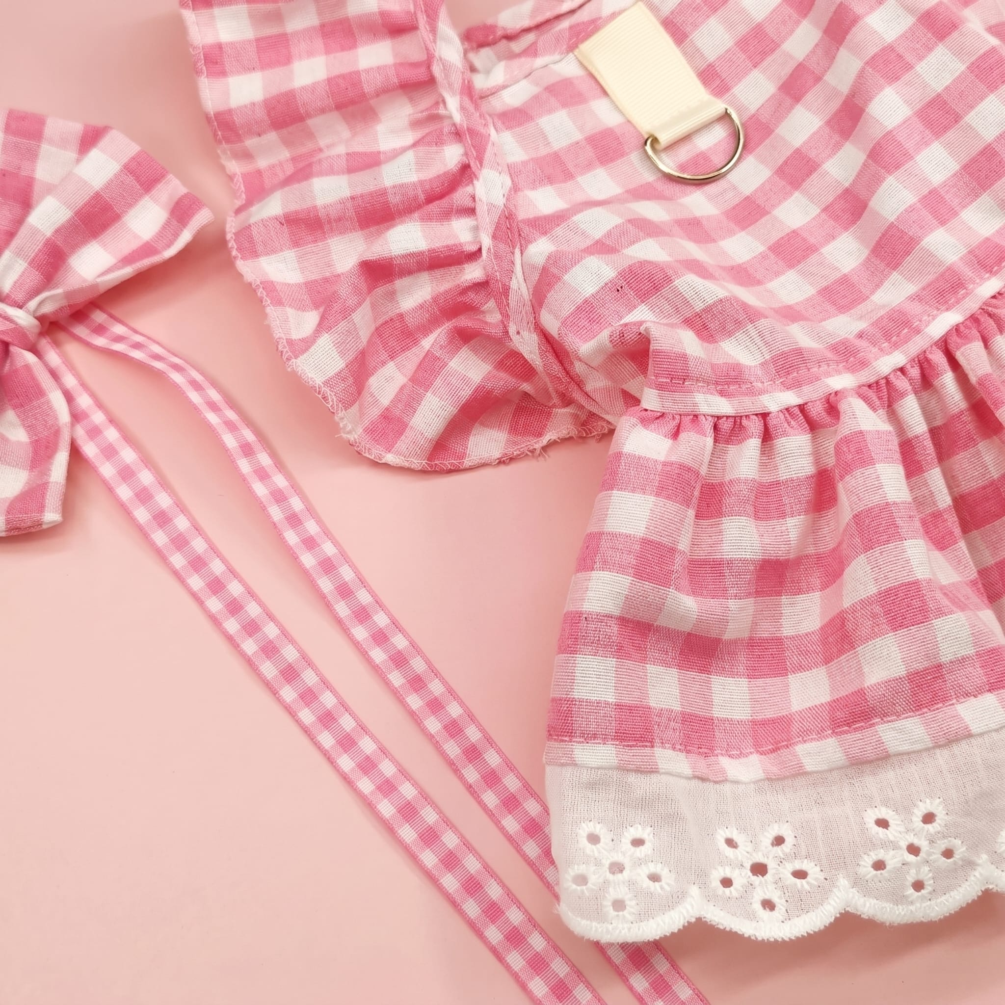 Pink Gingham Bow Boutique Cat Dress