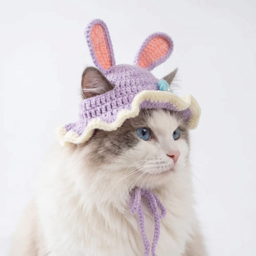 Purple Bunny® Crochet Cat Hat