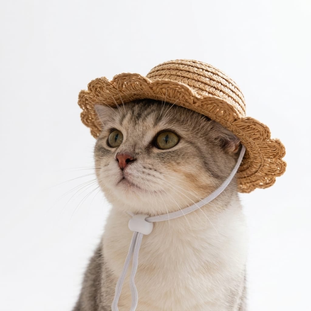 Classic Woven Straw Cat Sun Hat