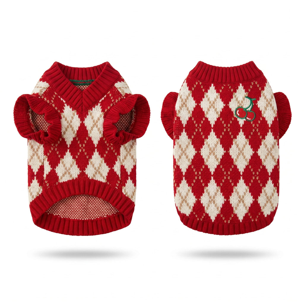 Argyle Knit Cat Sweater Vest