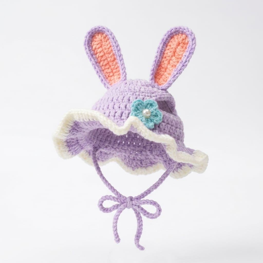 Purple Bunny® Crochet Cat Hat