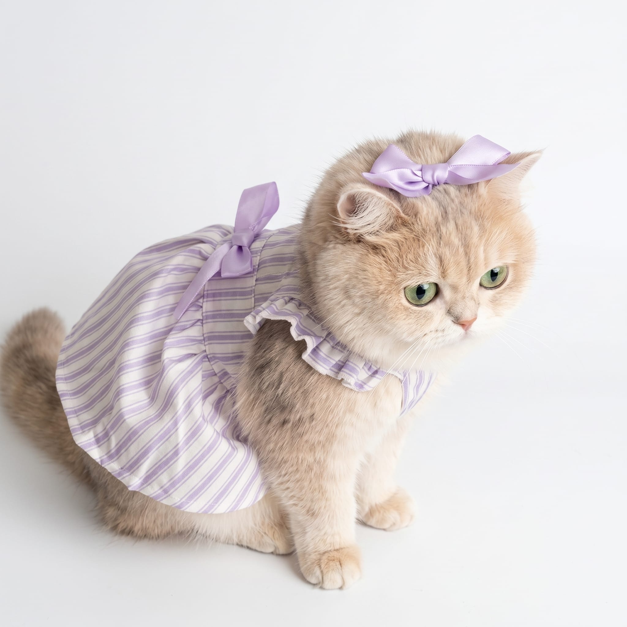 Lavender Stripe Boutique Cat Dress