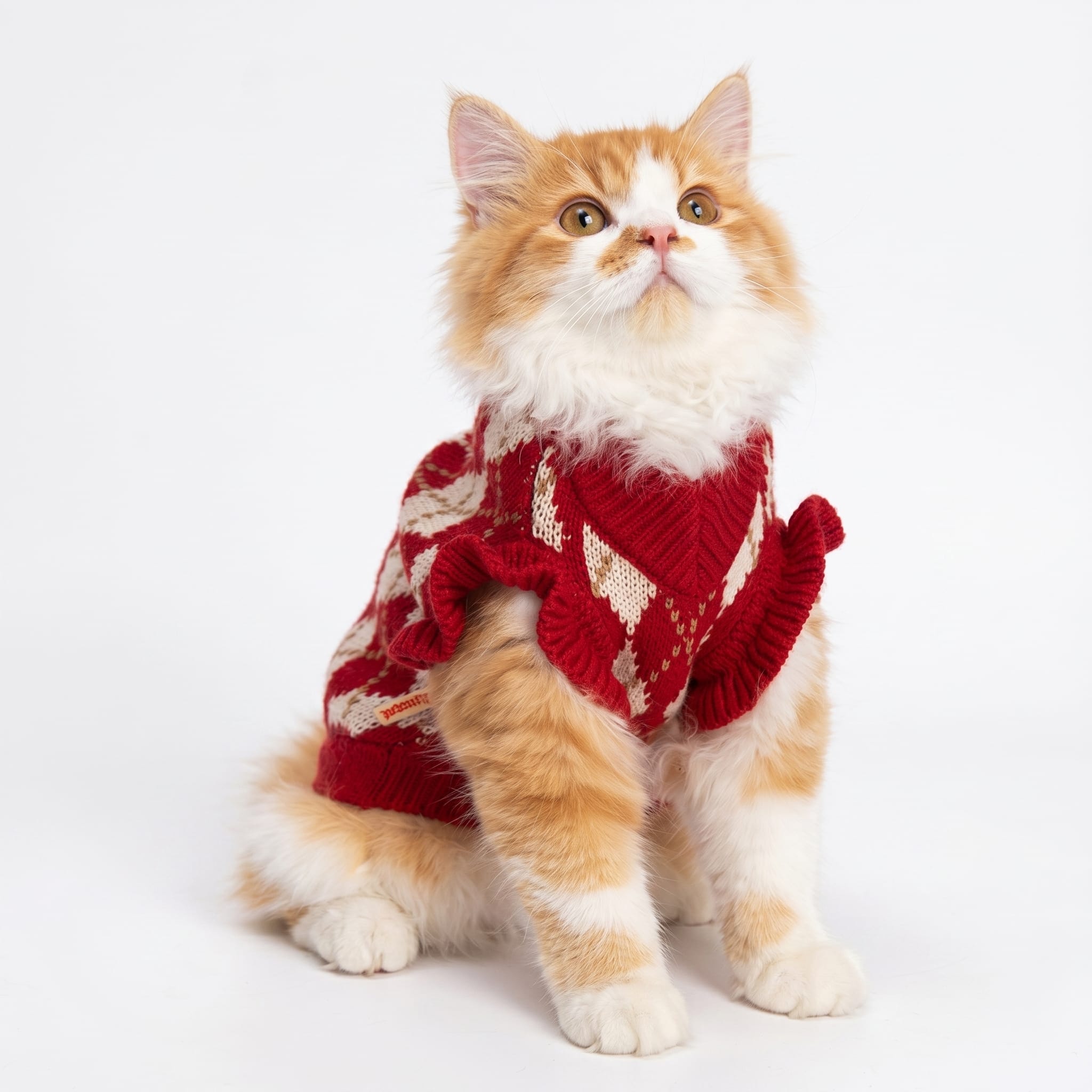 Argyle Knit Cat Sweater Vest